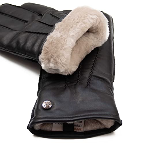 Lederhandschuhe aus Lammnappa mit Merinofell Detail