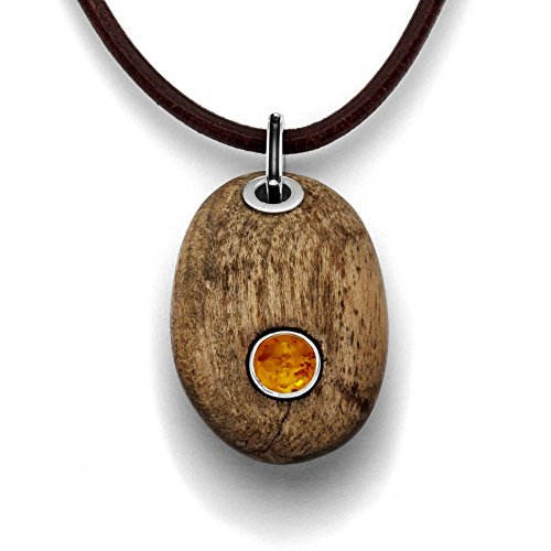 Treibholz-Anhänger mit Bernstein