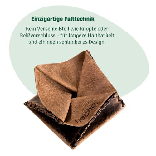 Origami-Münzbeutel aus Pull-Up Leder Detail