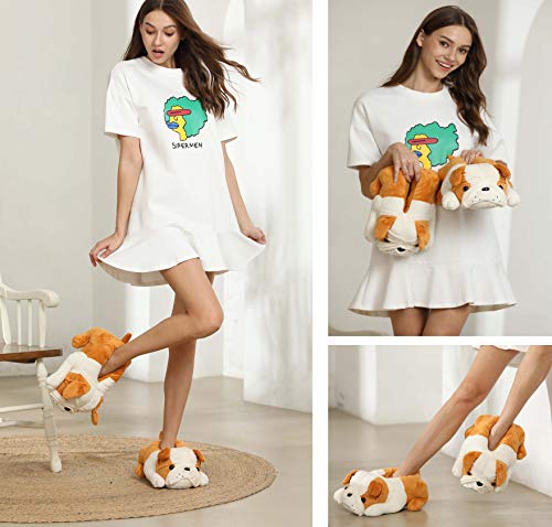 Bulldoggen-Hausschuhe aus Plüsch Detail