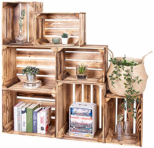 Geflammtes Vintage-Holzkisten Set Detail