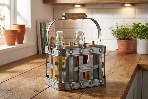 Industrial Gewürzkorb mit Mangoholzgriff