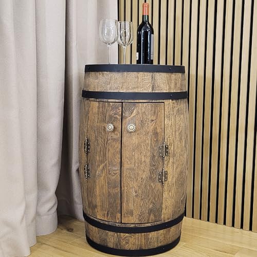 Handgefertigtes Fass-Barschrank mit LED-Beleuchtung Detail