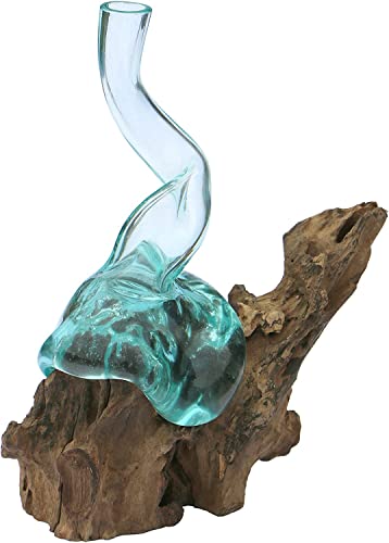 Glasvase auf Gamal-Wurzelholz