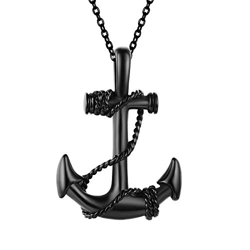 Maritimer Anker-Anhänger aus schwarzem Edelstahl Detail