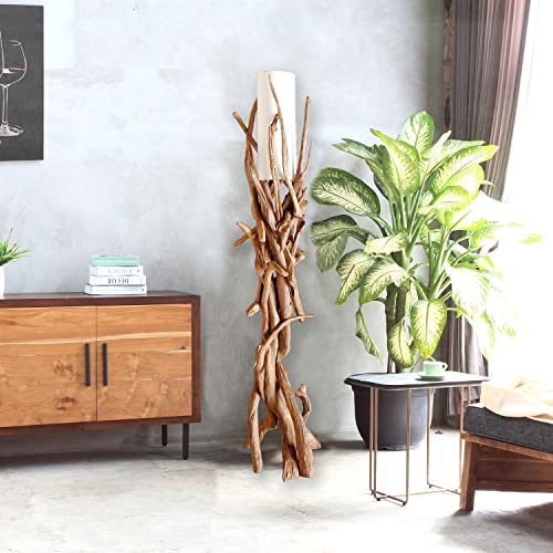 Teak-Skulptur Stehlampe Villa Natur