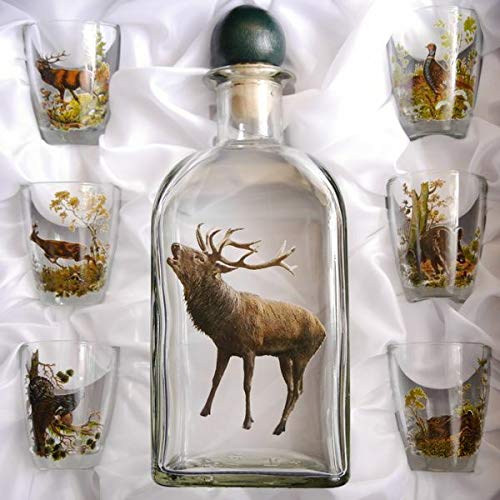 Jagdliches Schnaps-Set mit Wildmotiven Detail