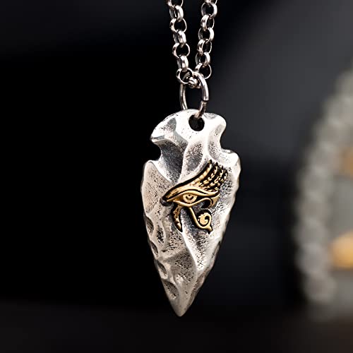 Sterling Silber Pfeilspitze mit Auge des Horus Detail