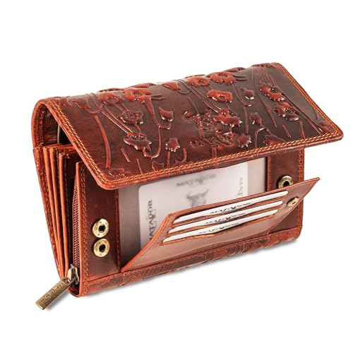 Matador Damen-Geldbörse aus floralem Prägungsleder