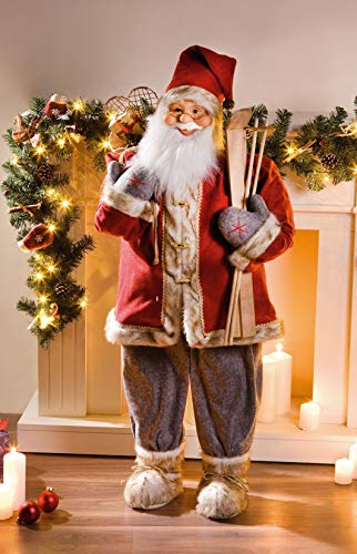 Lebensgroßer Nikolaus mit Ski