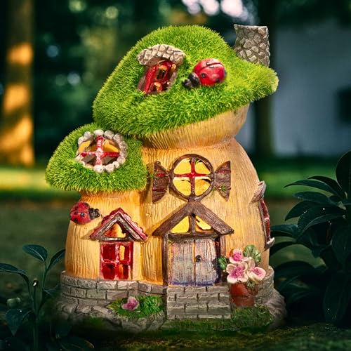 Solarbetriebenes Feenhaus mit Pilzdach Detail