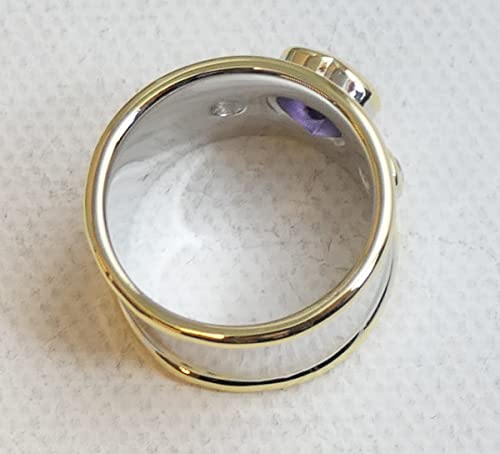 Amethyst-Herzring in Sterling Silber mit Goldakzenten Detail