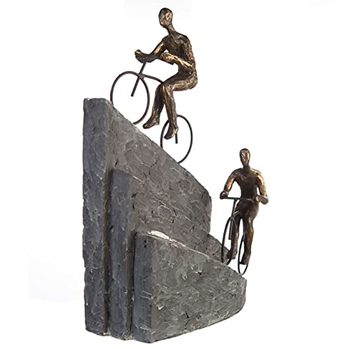 Radfahrer-Skulptur aus Bronze und Stein Detail