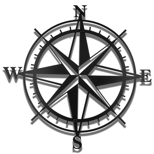Kompass-Wandskulptur aus Metall Detail