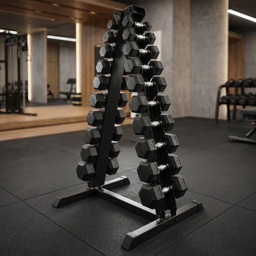 Hex-Hantelset mit Pyramidenständer