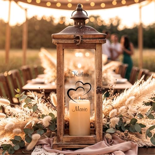 Personalisierte Holzlaterne im Landhausstil
