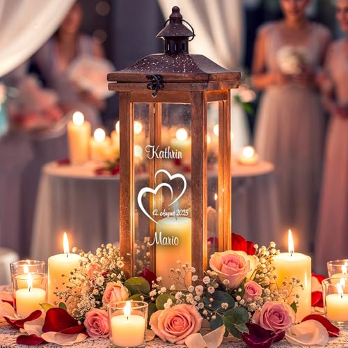 Personalisierte Holzlaterne im Landhausstil Detail