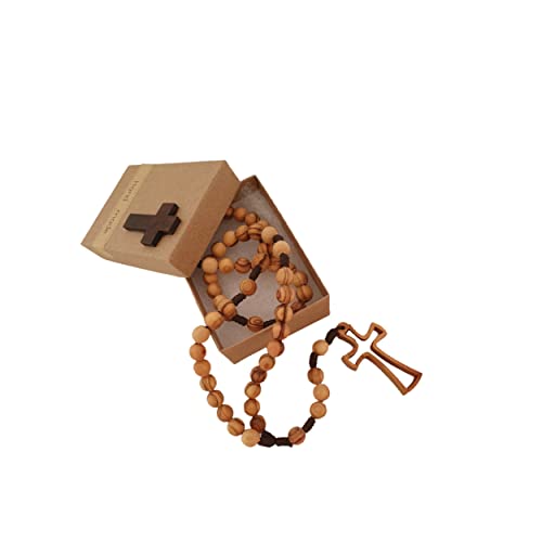 Olivenholz-Rosenkranz aus Jerusalem Detail