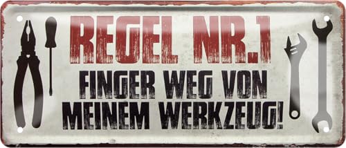 Vintage-Blechschild für die Werkstatt Detail