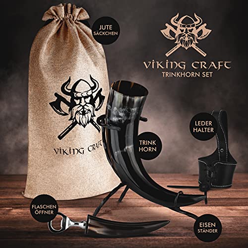 Wikinger-Trinkhorn mit Zubehör