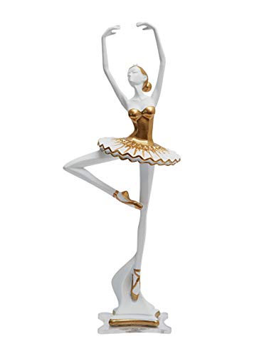 Ballerina-Skulptur in Weiß und Gold Detail