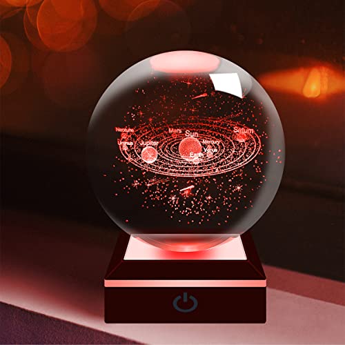 Sonnensystem Kristallkugel mit LED-Basis