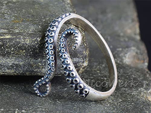 Tentakel-Ring aus Sterling Silber Detail