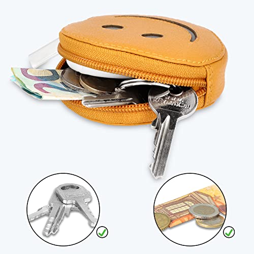 Smiley Minigeldbörse aus Leder Detail