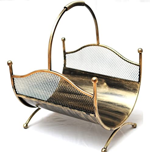 Eleganter Kaminholzkorb aus Metall Detail