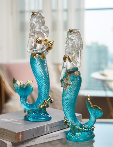 Meerjungfrau-Skulptur aus transparentem Kunstharz