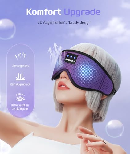 LC-dolida 3D-Schlafmaske mit Bluetooth-Kopfhörern