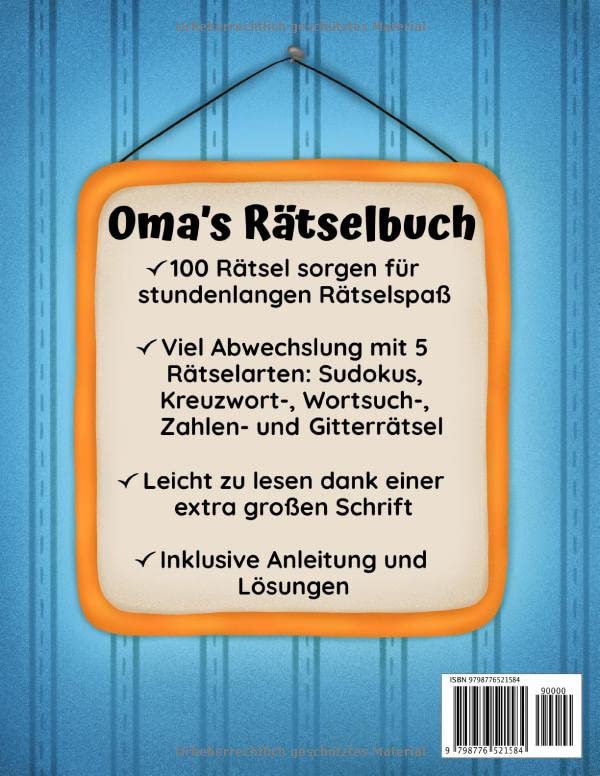 Rätselbuch für Senioren in Großschrift Detail