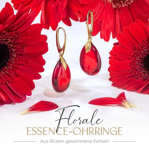 Bernstein-Ohrhänger in Kirschrot