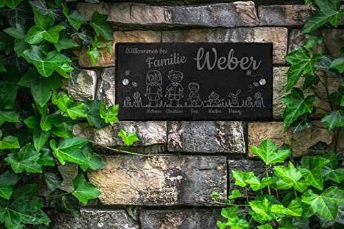 Personalisiertes Familien-Türschild aus Naturschiefer