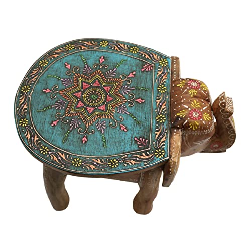 Handbemalter Elefanten-Hocker aus Mangoholz Detail