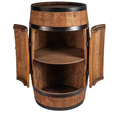 Weinfass-Bar aus massivem Erlenholz Detail