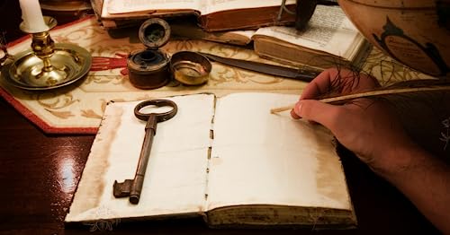 Handgebundenes Leder-Grimoire mit Lapislazuli Detail