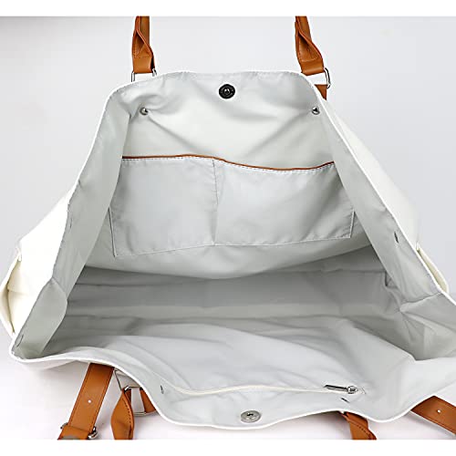 Canvas-Strandtasche mit Lederdetails Detail