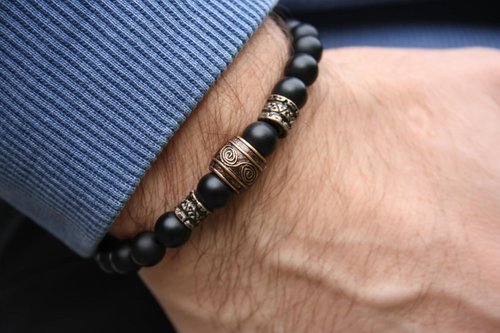 Wikinger-Armband aus schwarzem Onyx