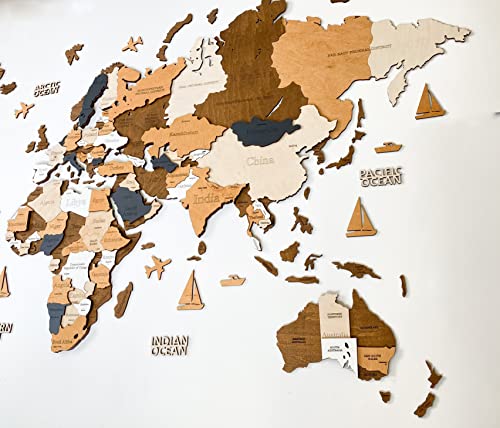 3D-Weltkarte aus Holz