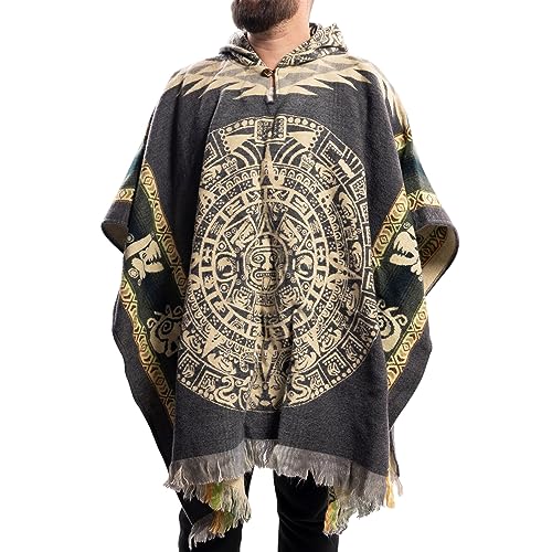 Ecuadorianischer Alpaka-Poncho mit Kapuze Detail