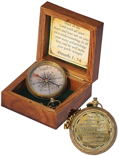 Maritimer Messing-Kompass mit biblischer Gravur