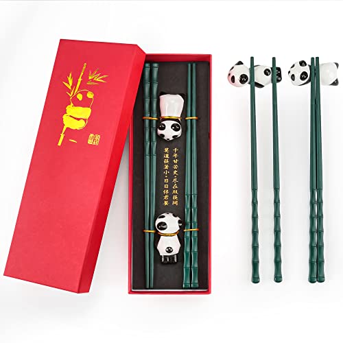 Essstäbchen-Set mit Panda-Haltern
