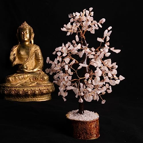 Rosenquarz-Edelsteinbaum Detail