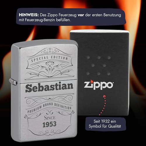 Zippo Sturmfeuerzeug mit persönlicher Gravur Detail