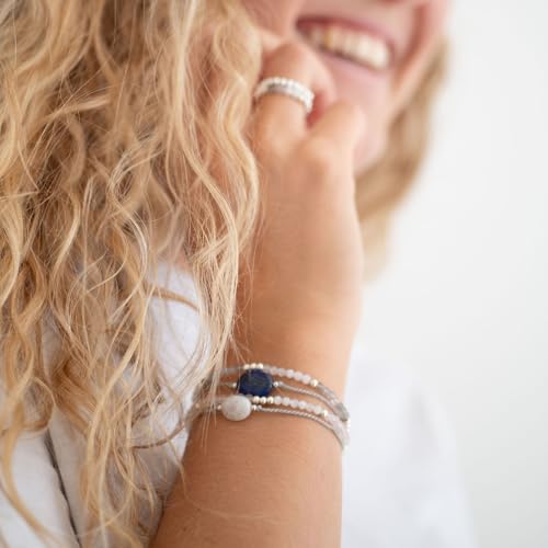 Lapislazuli-Armband mit Silberperlen