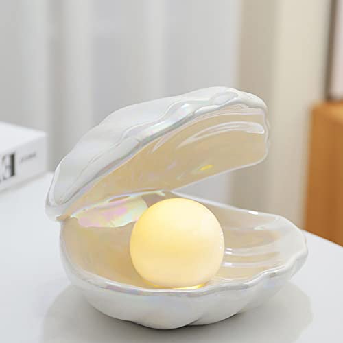 Muschel-Lampe mit leuchtender Perle Detail