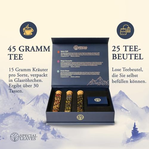 Special Leaves Tee-Trio in Reagenzgläsern Detail