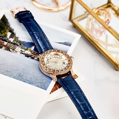 Damenuhr mit Kristall-Lünette