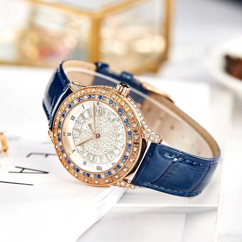 Damenuhr mit Kristall-Lünette Detail